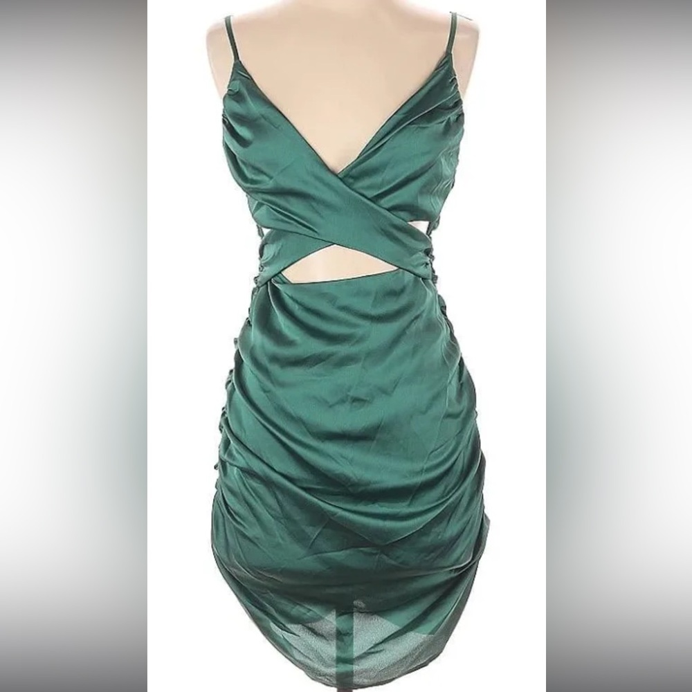 Wild Fable Green Satin Cut Out Dress
